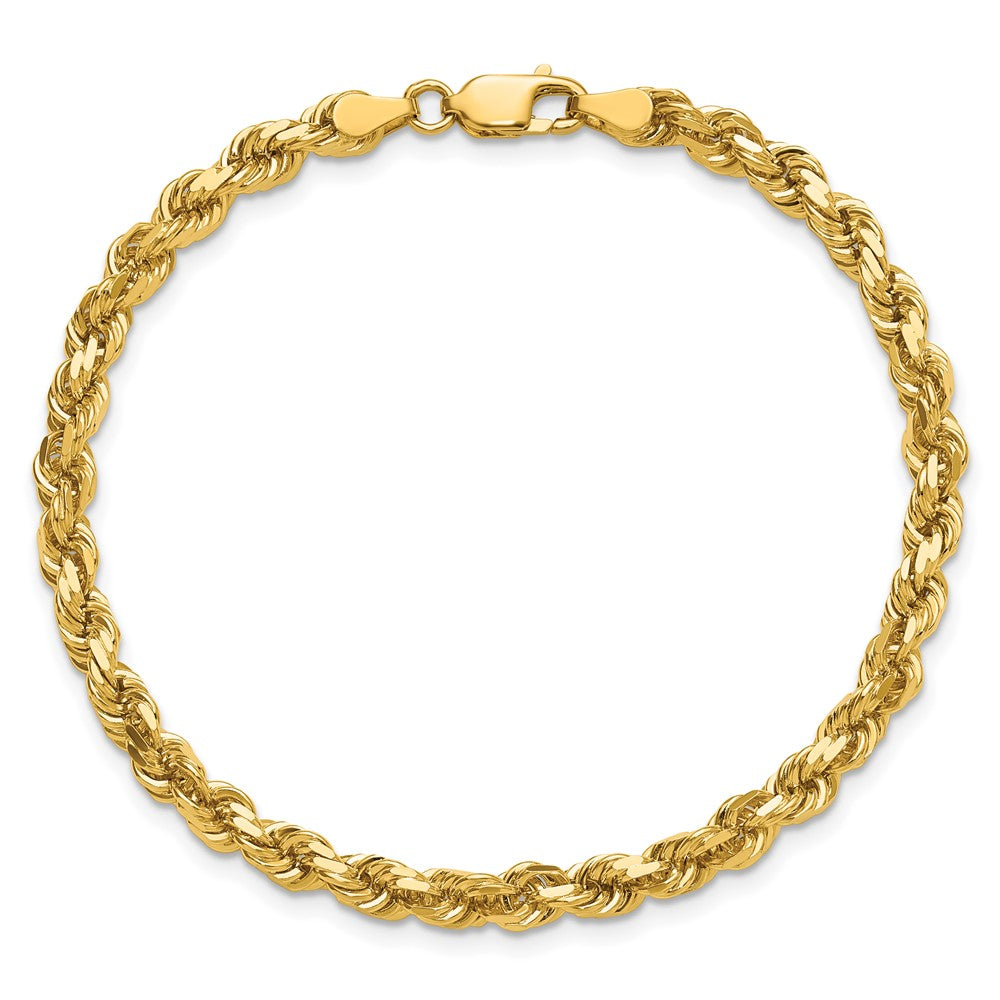 14K Gelbgold 4.25mm Diamantiert Kordel mit Karabinerverschluss Kette Fußkettchen