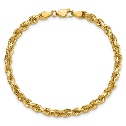 14K Gelbgold 4.25mm Diamantiert Kordel mit Karabinerverschluss Gliederarmband