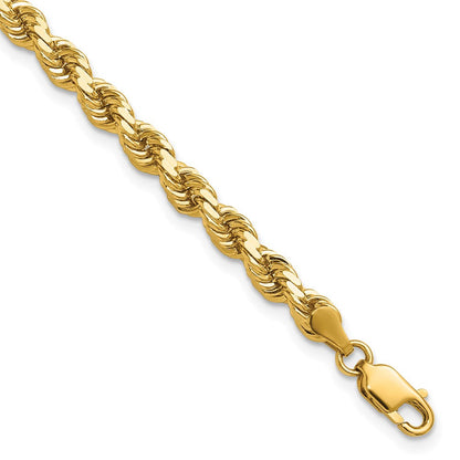 14K Gelbgold 4.25mm Diamantiert Kordel mit Karabinerverschluss Gliederarmband
