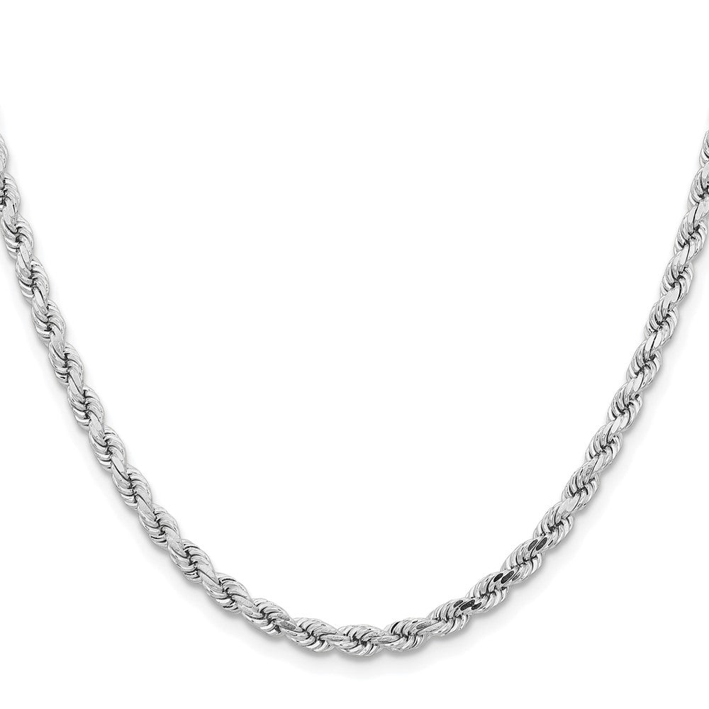 14K Weißgold 4.25mm Diamantiert Kordel mit Karabinerverschluss Halskette