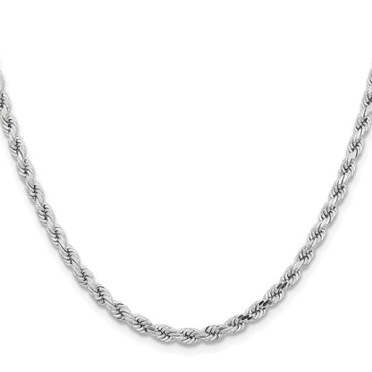 14K Weißgold 4.25mm Diamantiert Kordel mit Karabinerverschluss Halskette