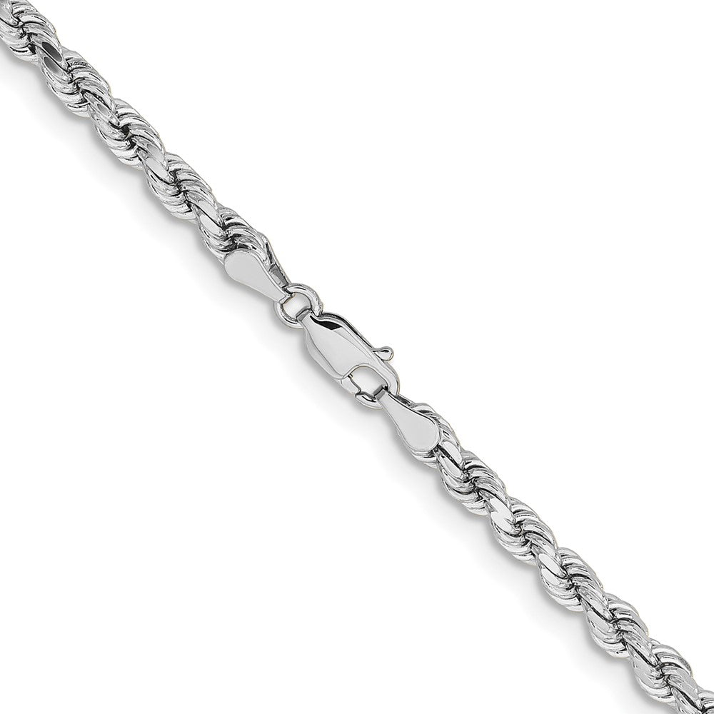 14K Weißgold 4.25mm Diamantiert Kordel mit Karabinerverschluss Halskette