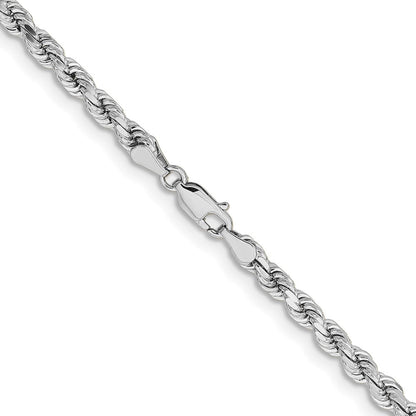 14K Weißgold 4.25mm Diamantiert Kordel mit Karabinerverschluss Halskette