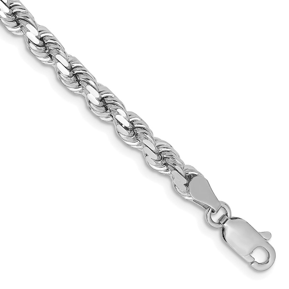 14K Weißgold 4.25mm Diamantiert Kordel mit Karabinerverschluss Gliederarmband