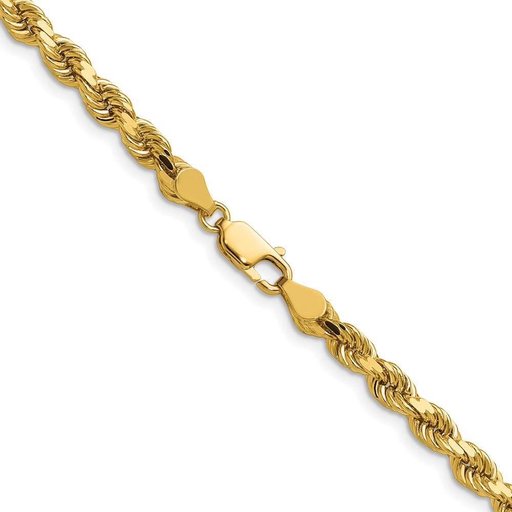 14K Gelbgold 4.5mm Diamantiert Kordel mit Karabinerverschluss Halskette