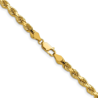 14K Gelbgold 4.5mm Diamantiert Kordel mit Karabinerverschluss Halskette