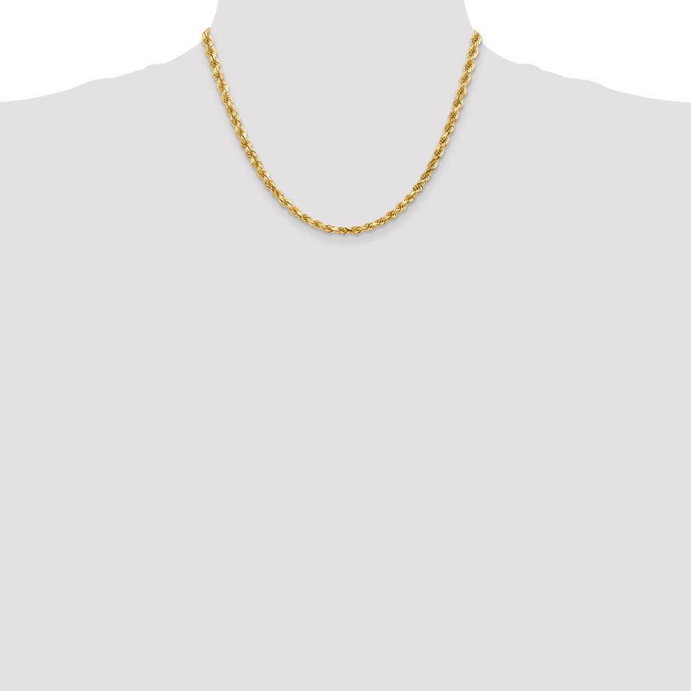 14K Gelbgold 4.5mm Diamantiert Kordel mit Karabinerverschluss Halskette
