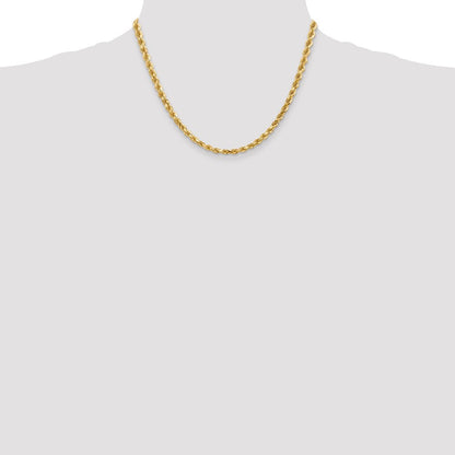 14K Gelbgold 4.5mm Diamantiert Kordel mit Karabinerverschluss Halskette
