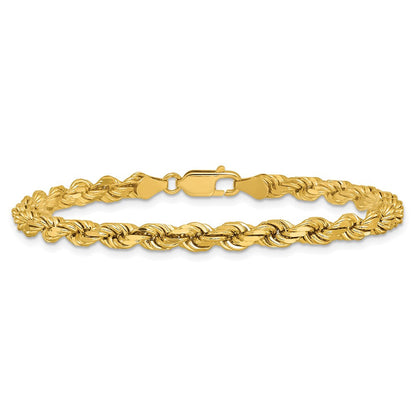 14K Gelbgold 4.5mm Diamantiert Kordel mit Karabinerverschluss Kette Fußkettchen