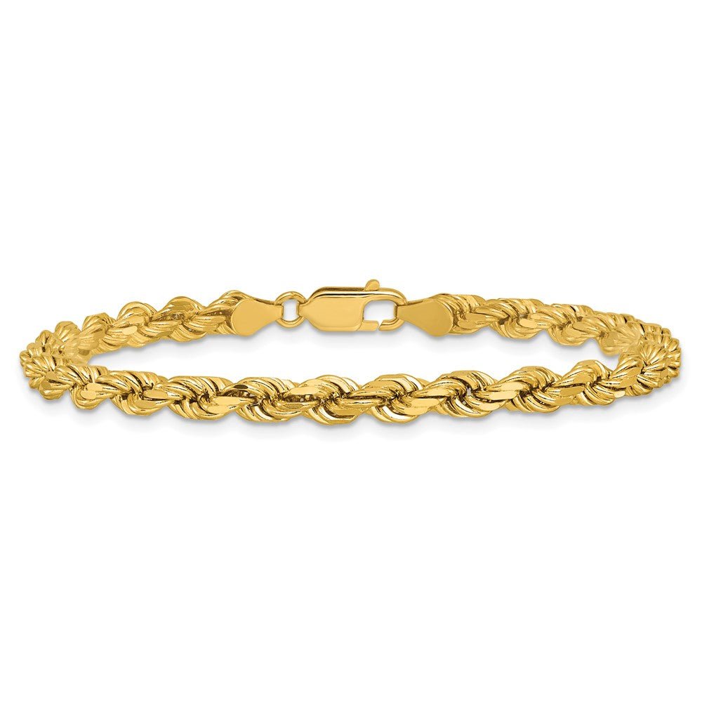 14K Gelbgold 4.5mm Diamantiert Kordel mit Karabinerverschluss Gliederarmband
