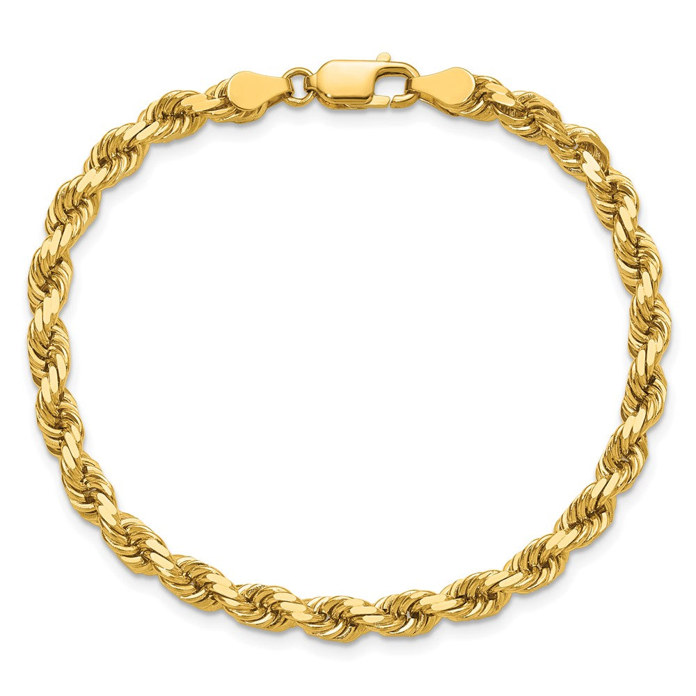 14K Gelbgold 4.5mm Diamantiert Kordel mit Karabinerverschluss Kette Fußkettchen