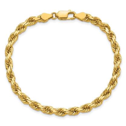 14K Gelbgold 4.5mm Diamantiert Kordel mit Karabinerverschluss Kette Fußkettchen
