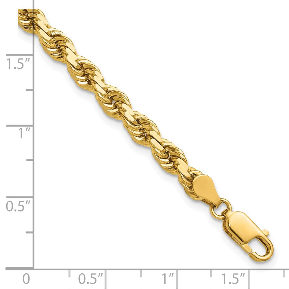 14K Gelbgold 4.5mm Diamantiert Kordel mit Karabinerverschluss Kette Fußkettchen