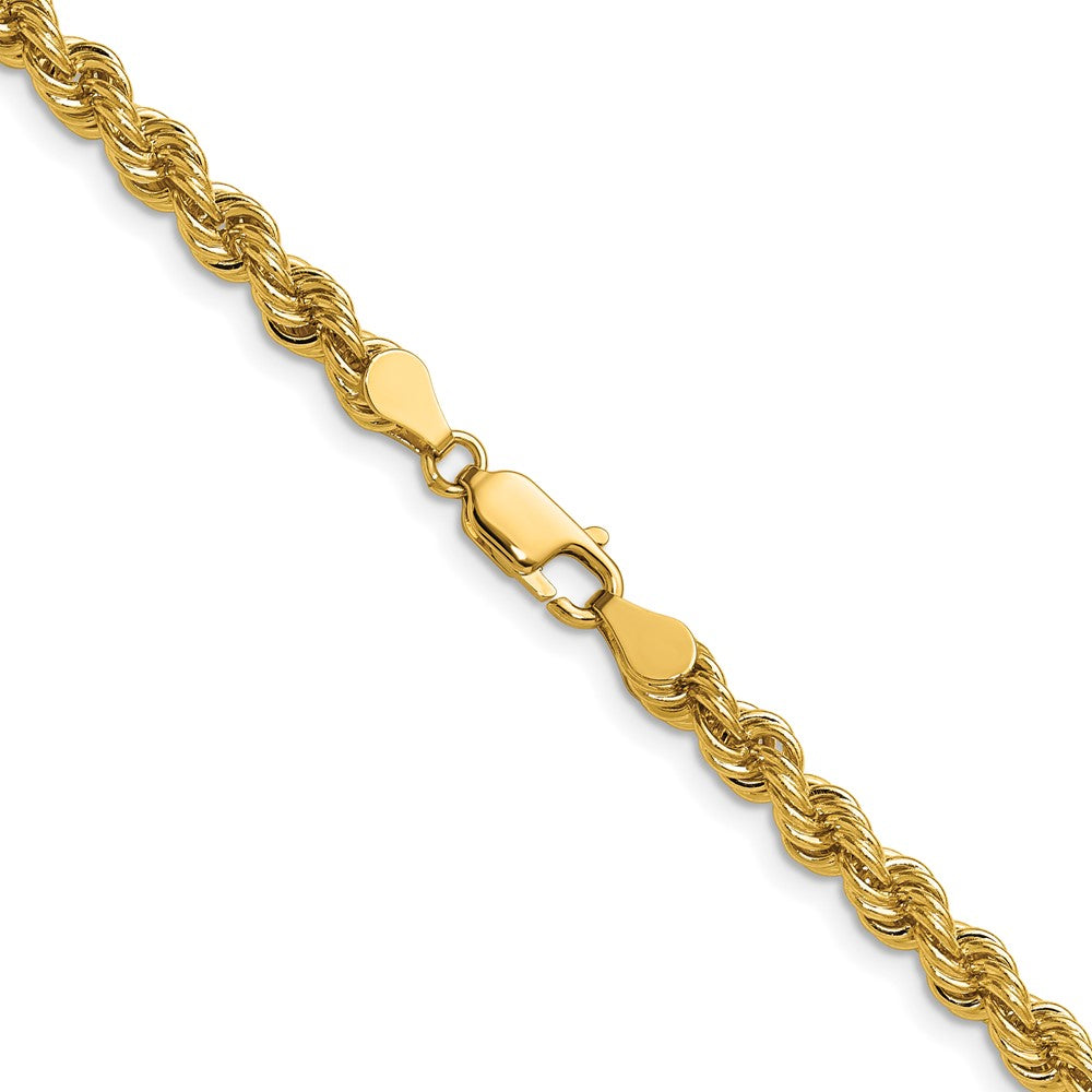 14K Gelbgold 5mm Normal Kordel mit Karabinerverschluss Halskette