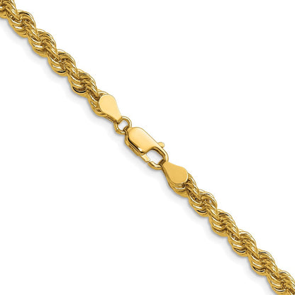 14K Gelbgold 5mm Normal Kordel mit Karabinerverschluss Halskette