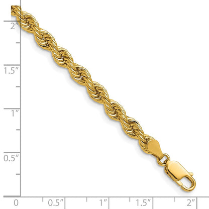 14K Gelbgold 5mm Normal Kordel mit Karabinerverschluss Halskette