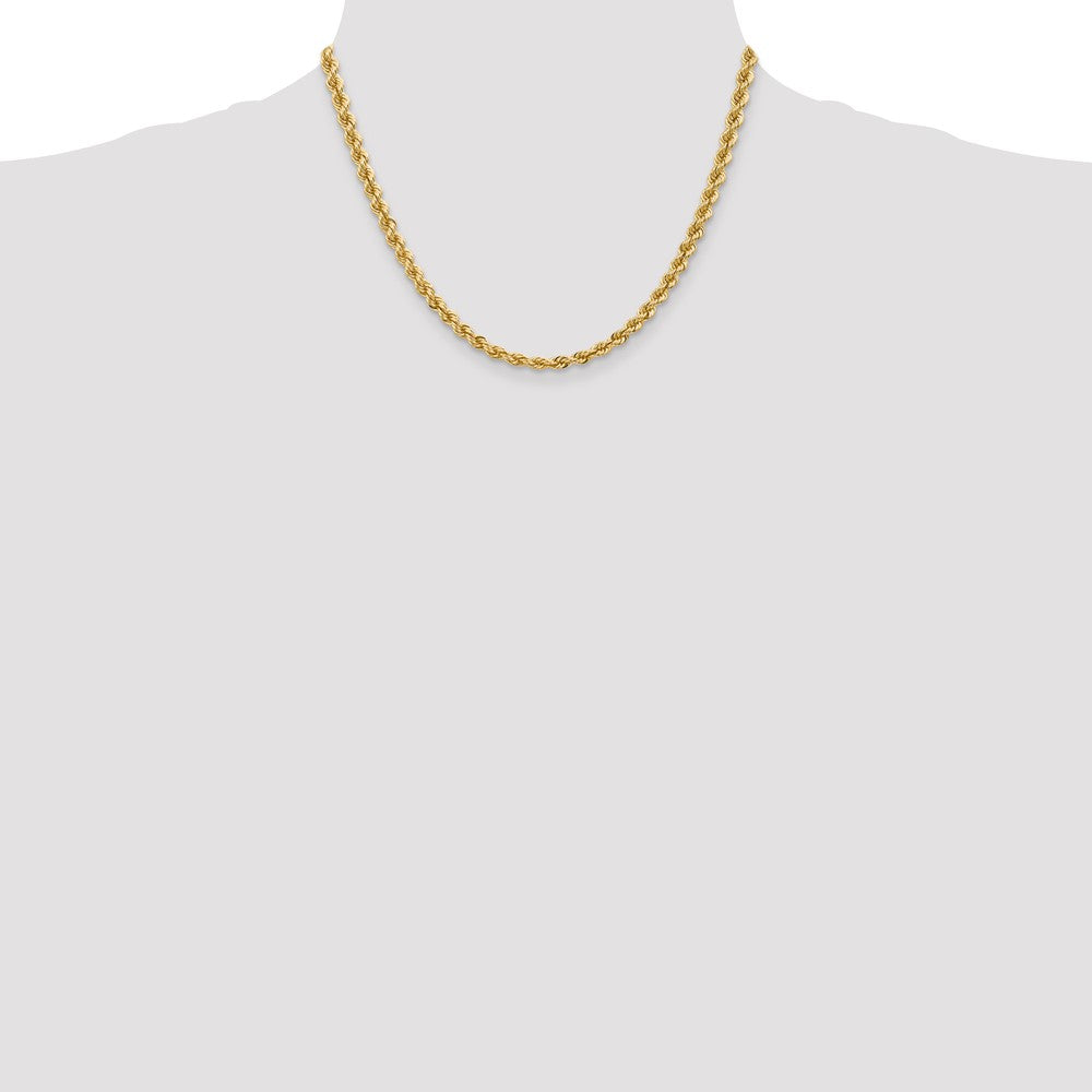14K Gelbgold 5mm Normal Kordel mit Karabinerverschluss Halskette
