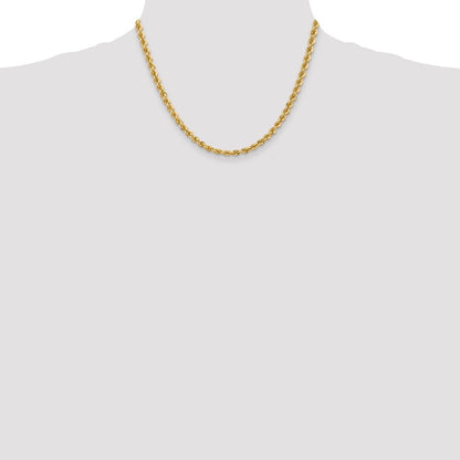 14K Gelbgold 5mm Normal Kordel mit Karabinerverschluss Halskette