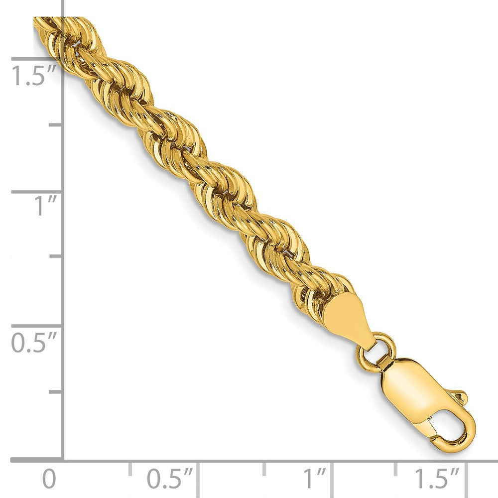 14K Gelbgold 5mm Normal Kordel mit Karabinerverschluss Gliederarmband