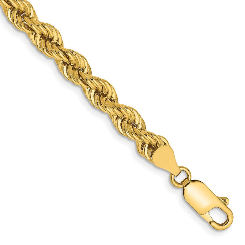 14K Gelbgold 5mm Normal Kordel mit Karabinerverschluss Gliederarmband
