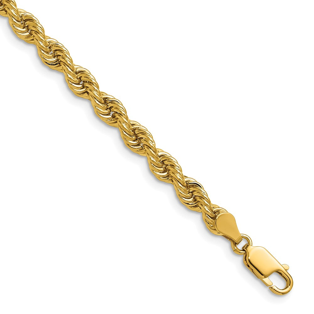 14K Gelbgold 5mm Normal Kordel mit Karabinerverschluss Halskette