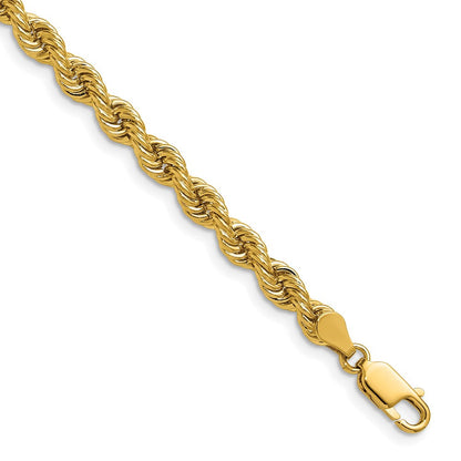 14K Gelbgold 5mm Normal Kordel mit Karabinerverschluss Halskette
