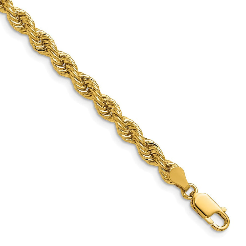14K Gelbgold 5mm Normal Kordel mit Karabinerverschluss Halskette