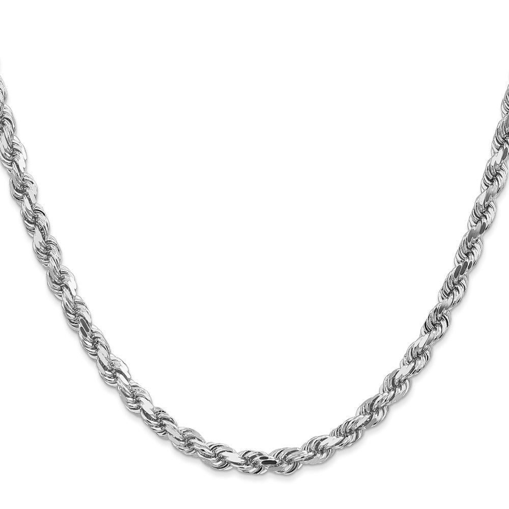 14K Weißgold 4.5mm Diamantiert Kordel mit Karabinerverschluss Halskette