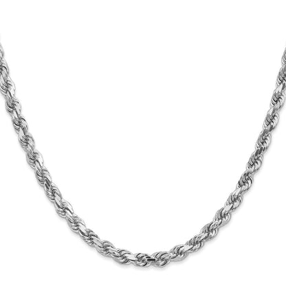 14K Weißgold 4.5mm Diamantiert Kordel mit Karabinerverschluss Halskette