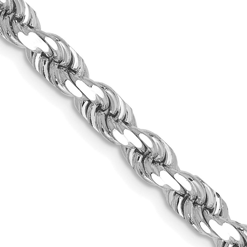 14K Weißgold 4.5mm Diamantiert Kordel mit Karabinerverschluss Halskette