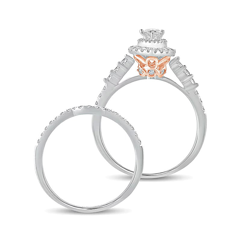 1.0 CT. Gesamtgewicht Braut-Set mit tropfenförmigen und runden Diamanten in 10K Gold Two-Tone