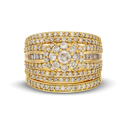 Braut-Set mit Diamanten, rund & Baguette, 1,75 ct. Gesamtgewicht, in 10K Gelbgold