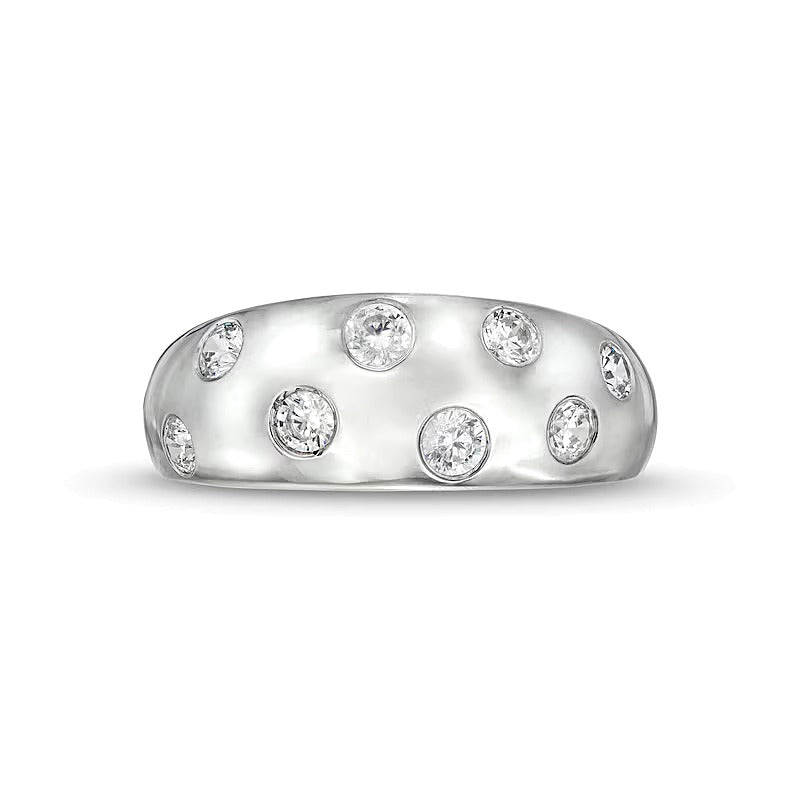 0.5 ct. Gesamtgewicht Diamant-Ring mit Bubbles-Design in 10K Weißgold
