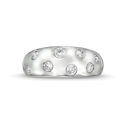 0.5 ct. Gesamtgewicht Diamant-Ring mit Bubbles-Design in 10K Weißgold