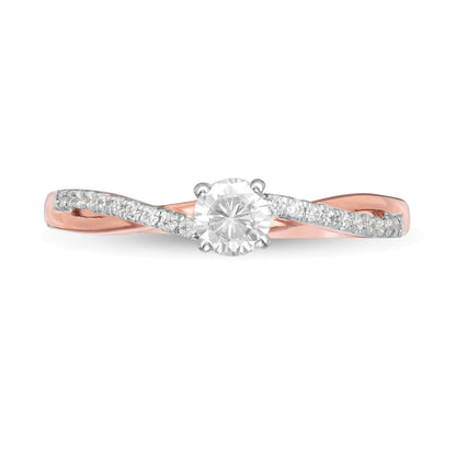 0.33 ct. Gesamtgewicht Diamant Solitär mit seitlichem Besatz Verlobungsring in 10K Roségold