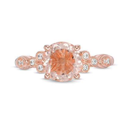 8.0mm Morganit und 0.1 ct. Gesamtgewicht Diamant Vintage-Ring in 10K Roségold