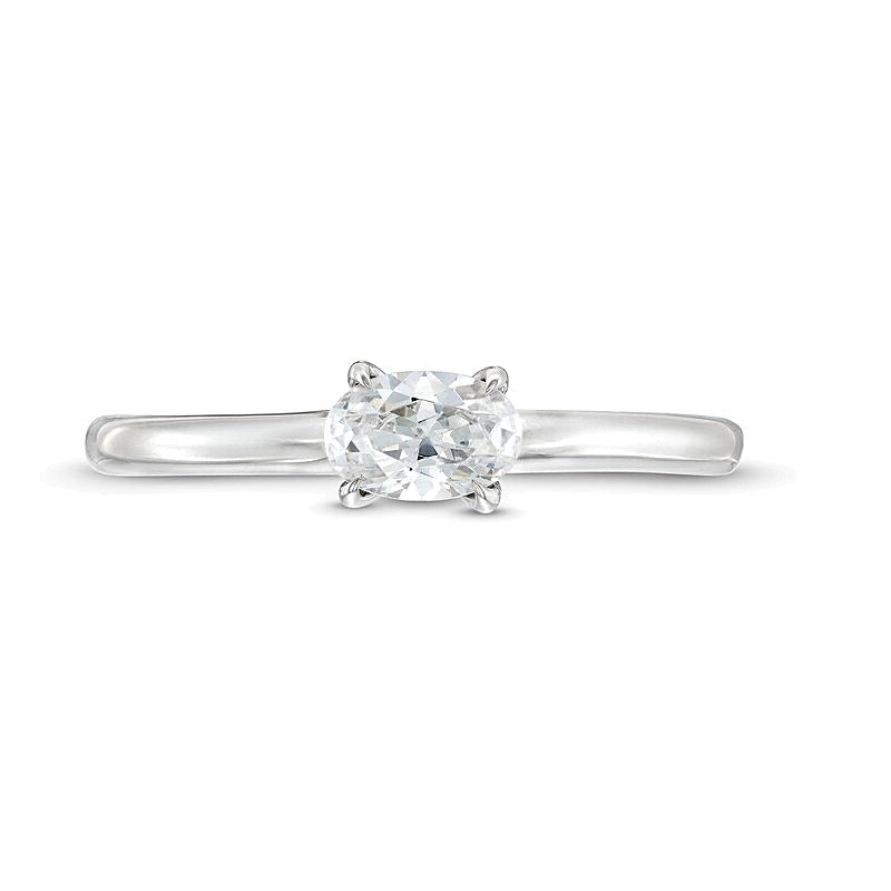 0.5 CT. Solitär-Ring mit ovalem Diamant quer gefasst in 14K Weißgold (I/I2)