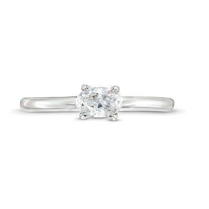 0.5 CT. Solitär-Ring mit ovalem Diamant quer gefasst in 14K Weißgold (I/I2)