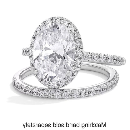 3.5 CT. TW Halo Verlobungsring mit Labordiamant im Oval-/Rundschliff in 14K Weißgold (F/VS2)