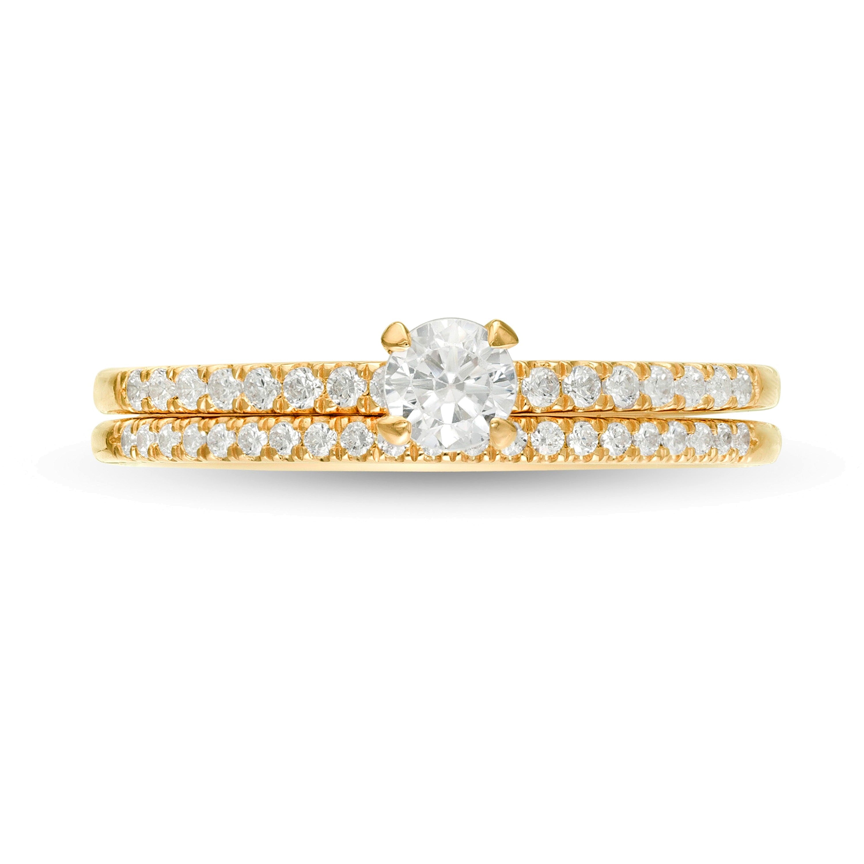 0.5 CT. Gesamtgewicht Diamant-Brautset in 10K Gelbgold