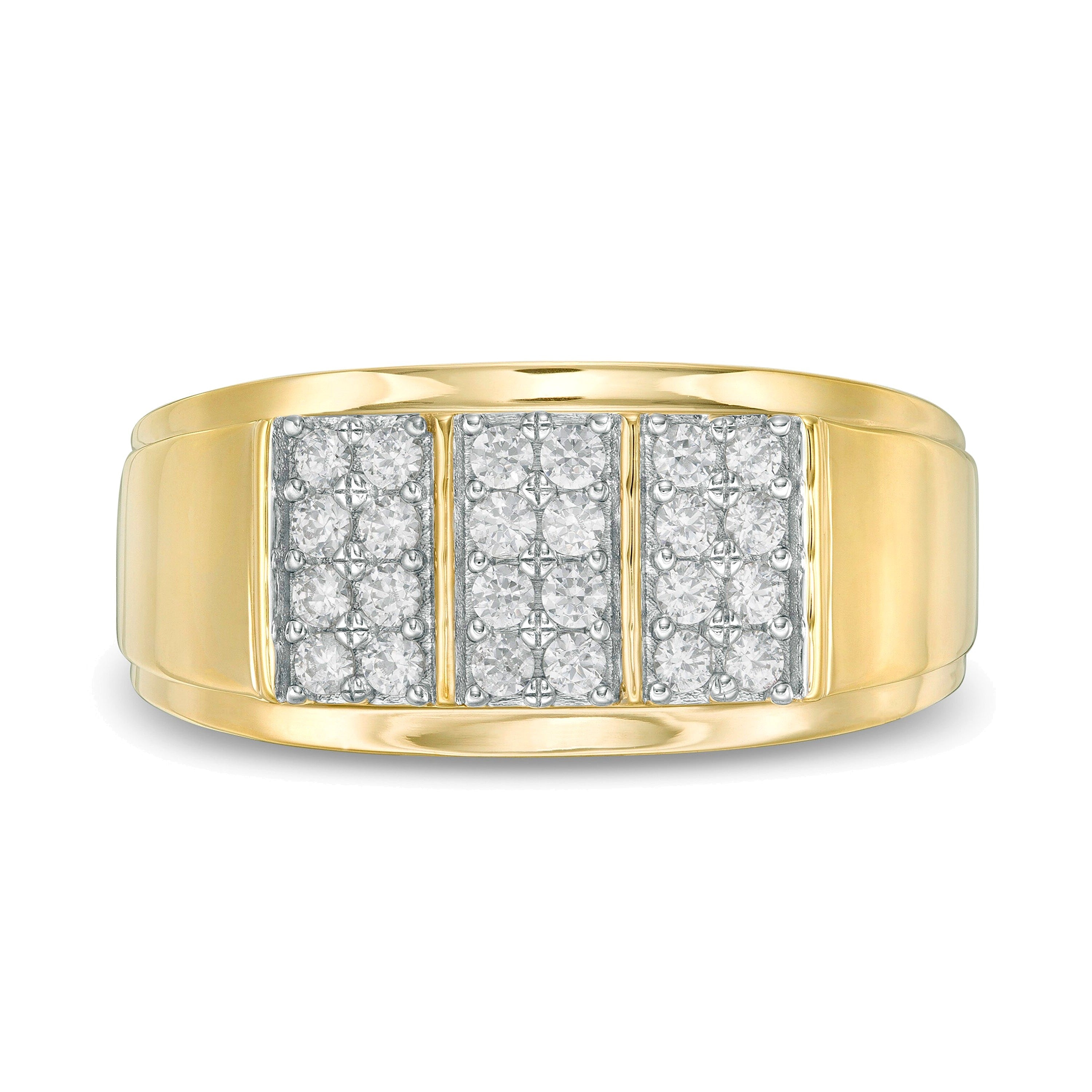 0.5 ct. Gesamtgewicht Komposit-Diamant Ring dreireihig in 10K Gelbgold