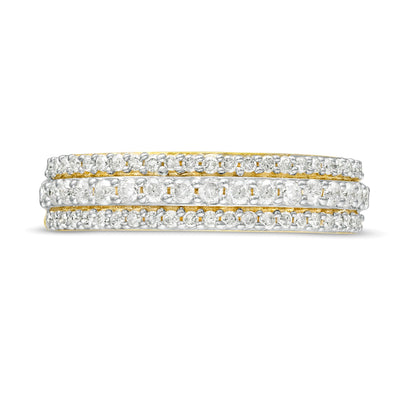 0,5 ct. Gesamtgewicht Diamant-Ring mehrreihig in 10K Gelbgold