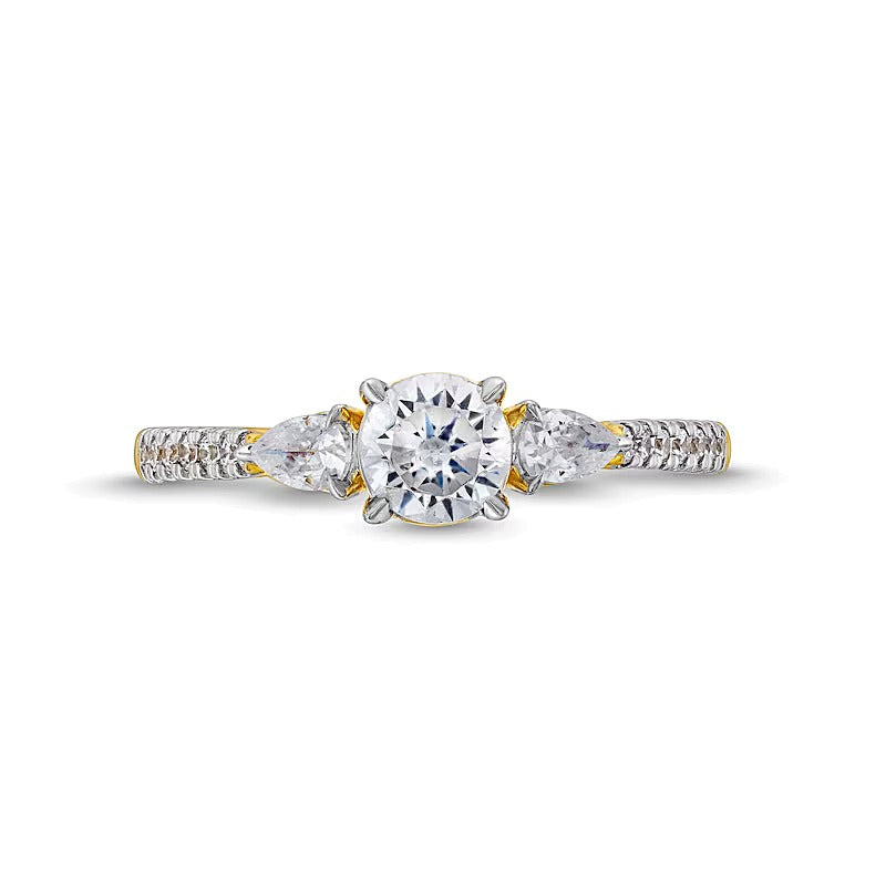 0.75 ct. Gesamtgewicht Multi-Diamant Dreistein-Verlobungsring in 10K Gelbgold