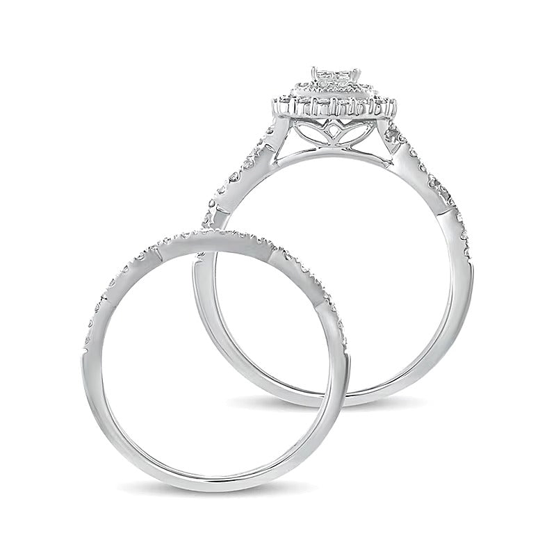 Braut-Set mit Diamanten im Princess-, Rund- und Kissenschliff, 0.5 ct. Gesamtgewicht, in 10K Weißgold
