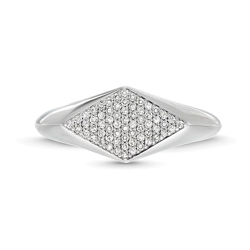 0.2 ct. Gesamtgewicht Diamant Rhombus-Siegelring aus Sterlingsilber