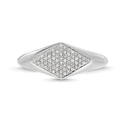 0.2 ct. Gesamtgewicht Diamant Rhombus-Siegelring aus Sterlingsilber
