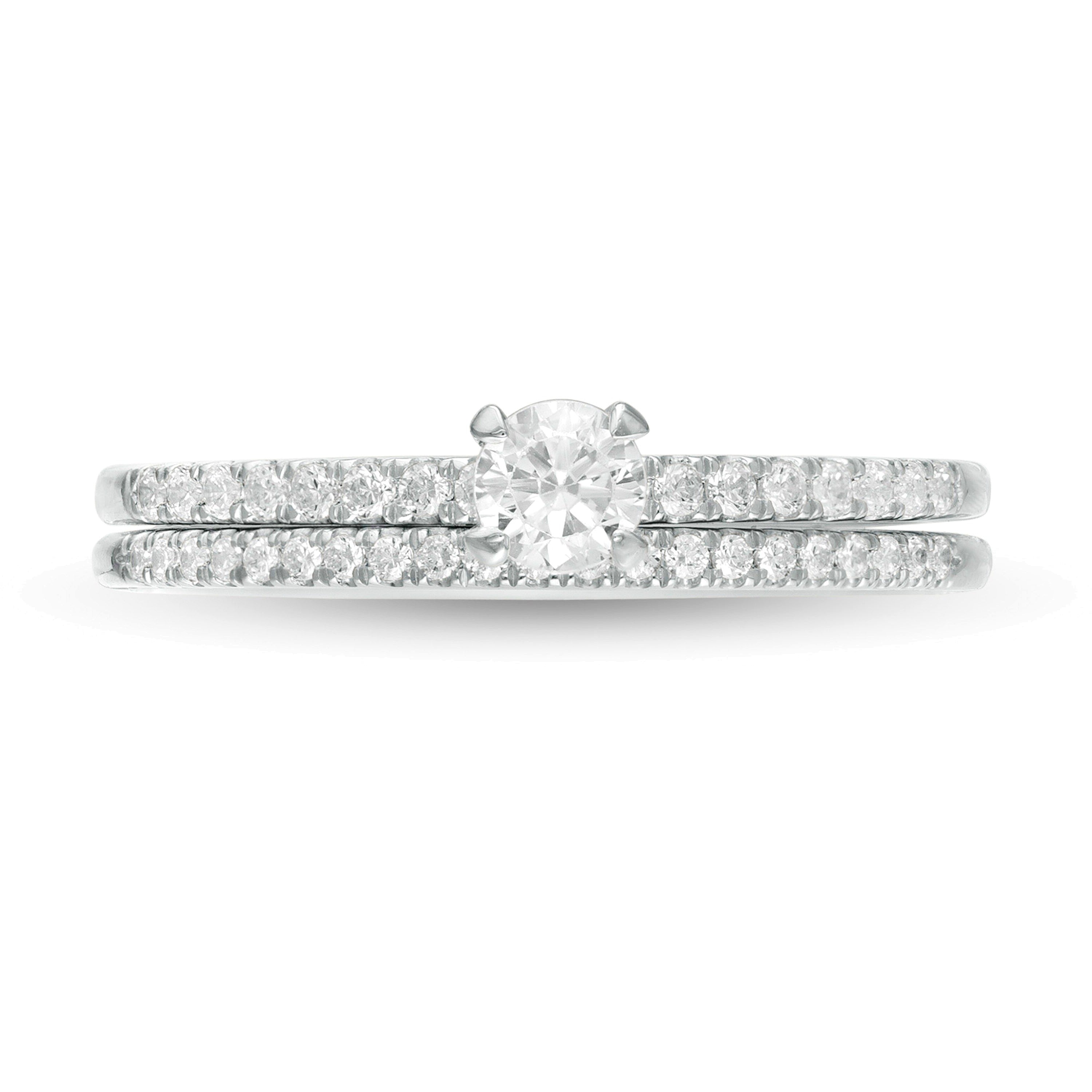 Brautset mit Diamanten 0,5 ct. Gesamtgewicht in 10K Weißgold