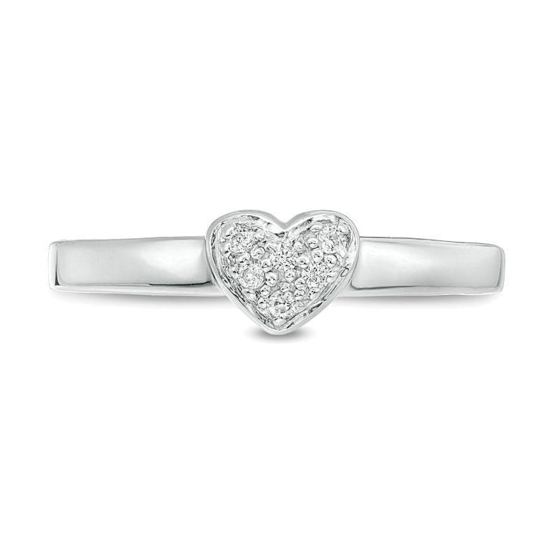 0.05 ct. Gesamtgewicht Komposit-Diamant Freundschaftsring in Herzform aus 14K Weißgold