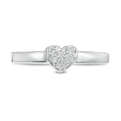 0.05 ct. Gesamtgewicht Komposit-Diamant Freundschaftsring in Herzform aus 14K Weißgold