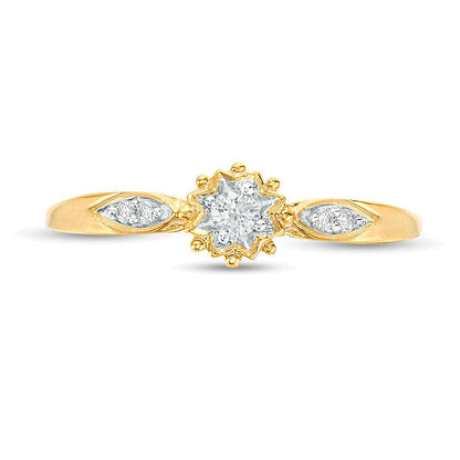 0,07 ct. Gesamtgewicht Diamant Sunburst Freundschaftsring in 10K Gelbgold
